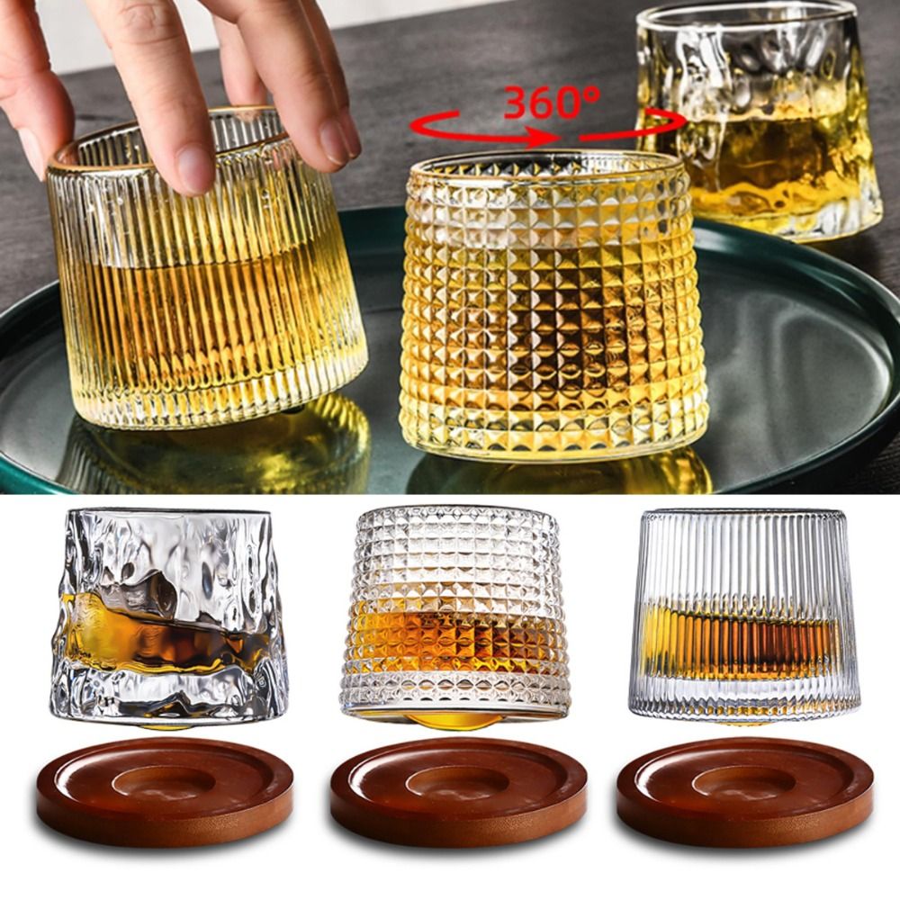 Wine Beer And Liquor - Whiskygläser, rotierendes Whiskyglas mit Sockel, 360