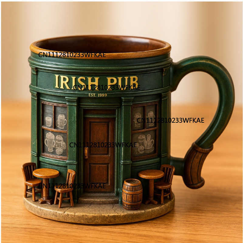 Craft Beer & Wine U- - 3D Irish Pub Muster Edelstahlbecher -