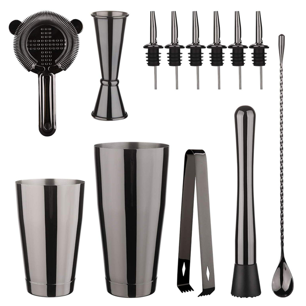Muddler Cocktail Bar - Cocktail-Shaker-Bar-Set: 2 beschwerte Boston-Shaker, Cocktail-Sieb, Jigger,