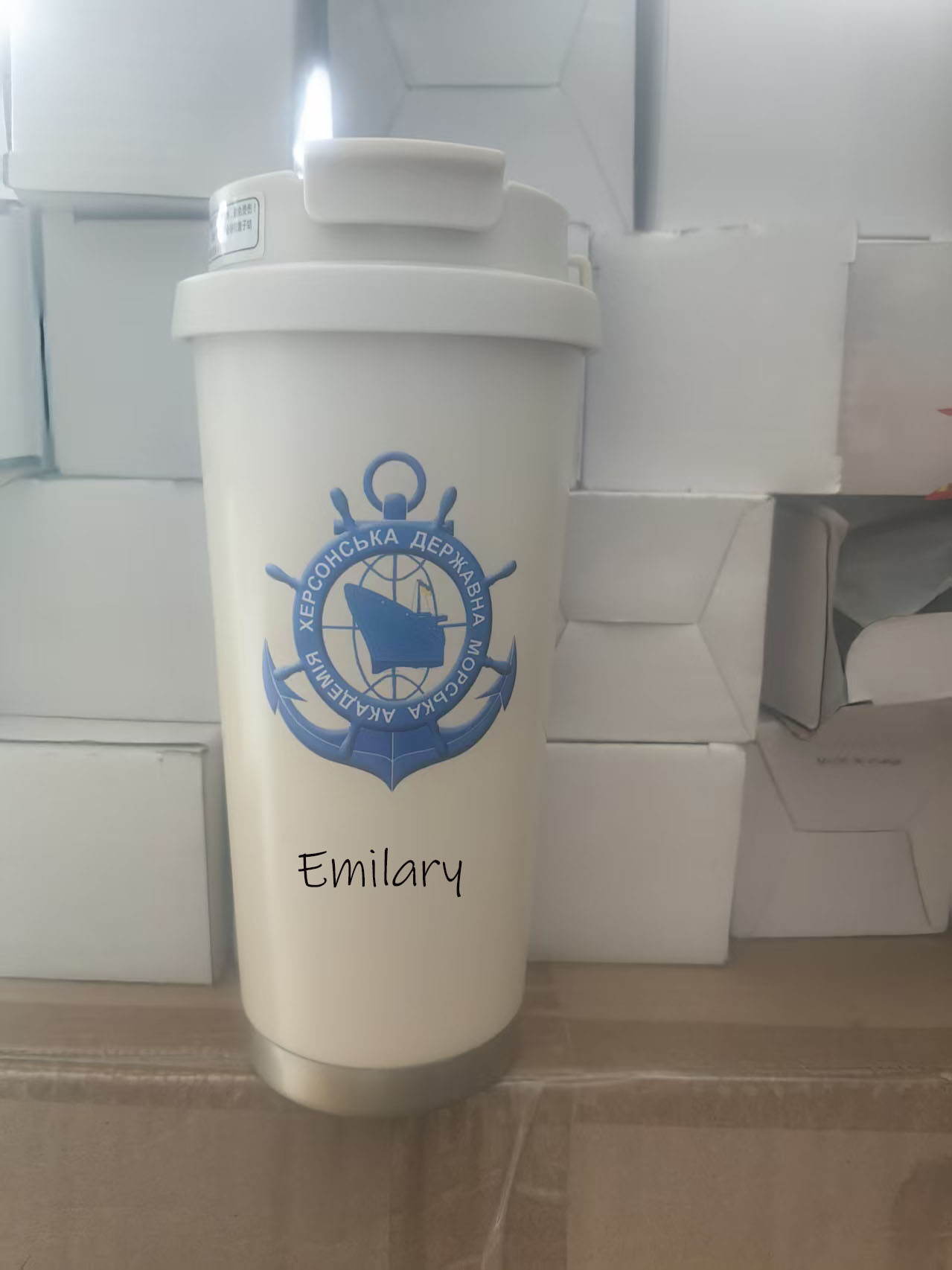 Wine Beer Name - Individuelles Logo 600ML Wasserflasche Thermoskanne Kaffee-Café-Flasche