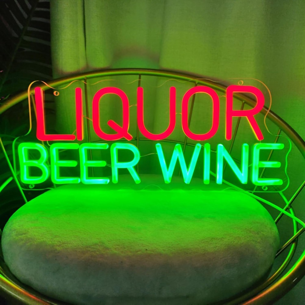 Wine Beer Store - LED-Neonschild für Likör, Bier und Wein,