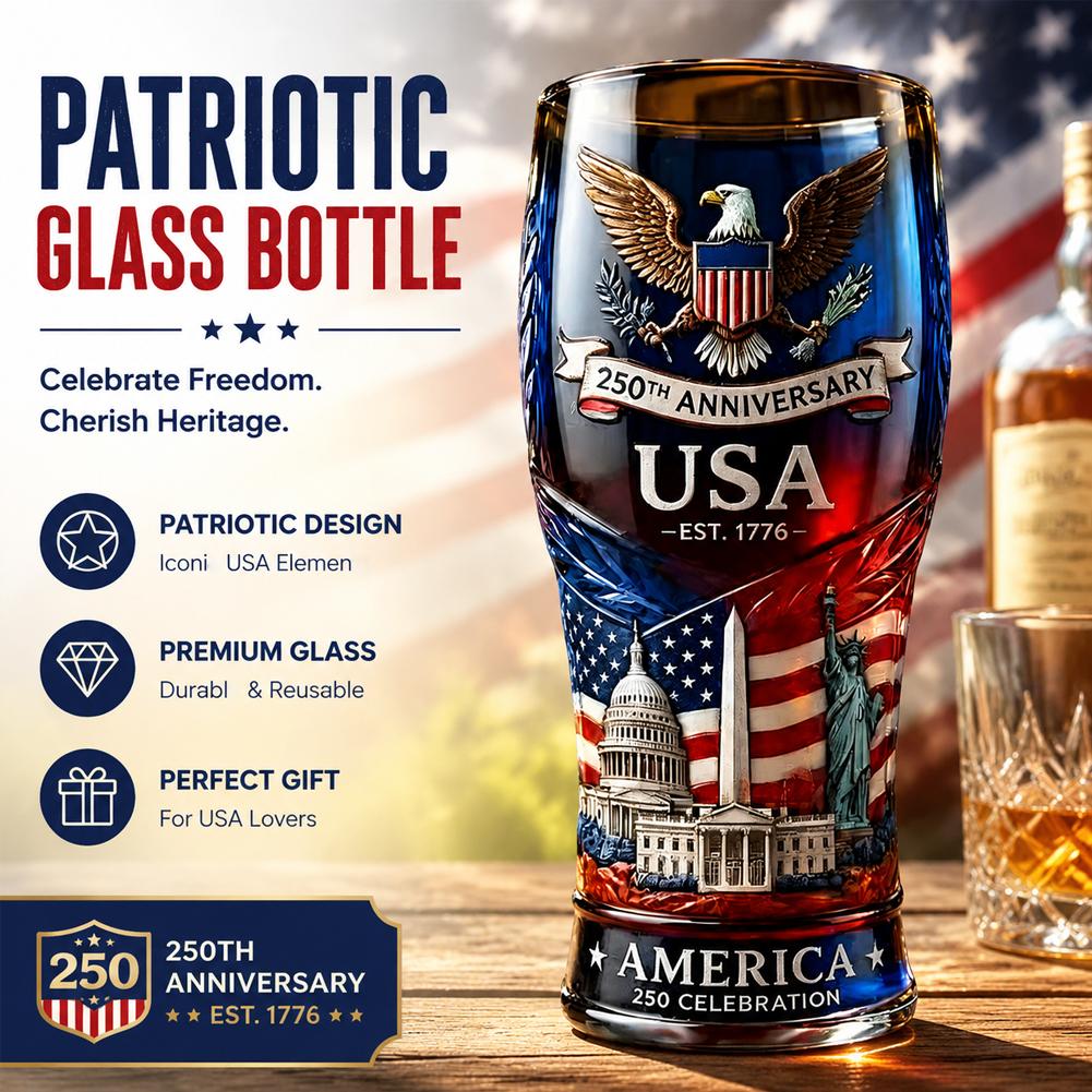 Wine Beer And Liquor - USA 250. Jubiläums-Bierglas mit Prägung 1776-2026
