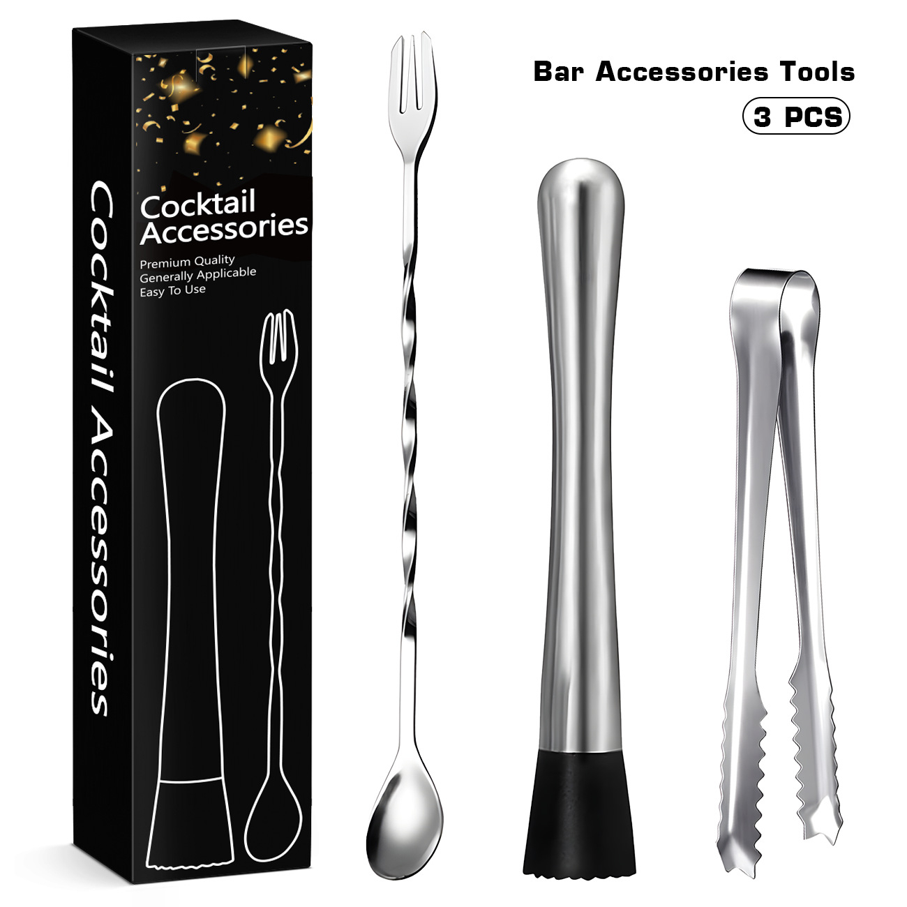 Muddler Cocktail Bar - Cocktail Muddler Bar-Tool-Set Edelstahl-Muddler mit Kratzfestem
