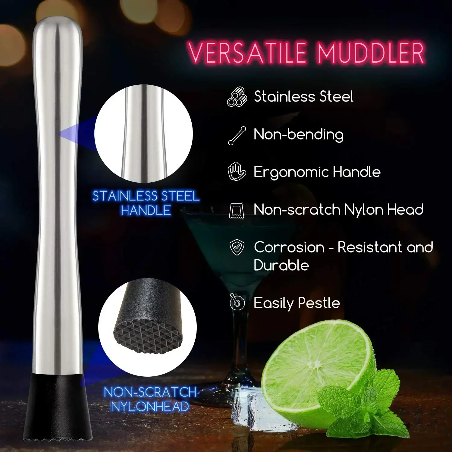 Cocktail-Stößel-Set aus Edelst – Muddler Cocktail Bar Bewertung und Preis